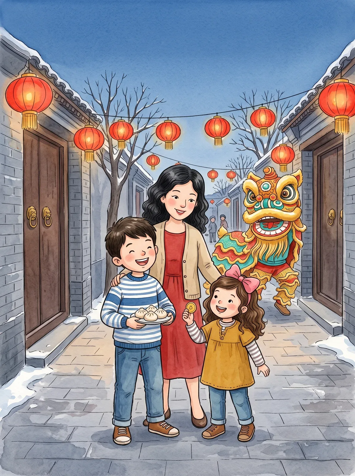 A picture from a book set in Beijing, in Mandarin and English