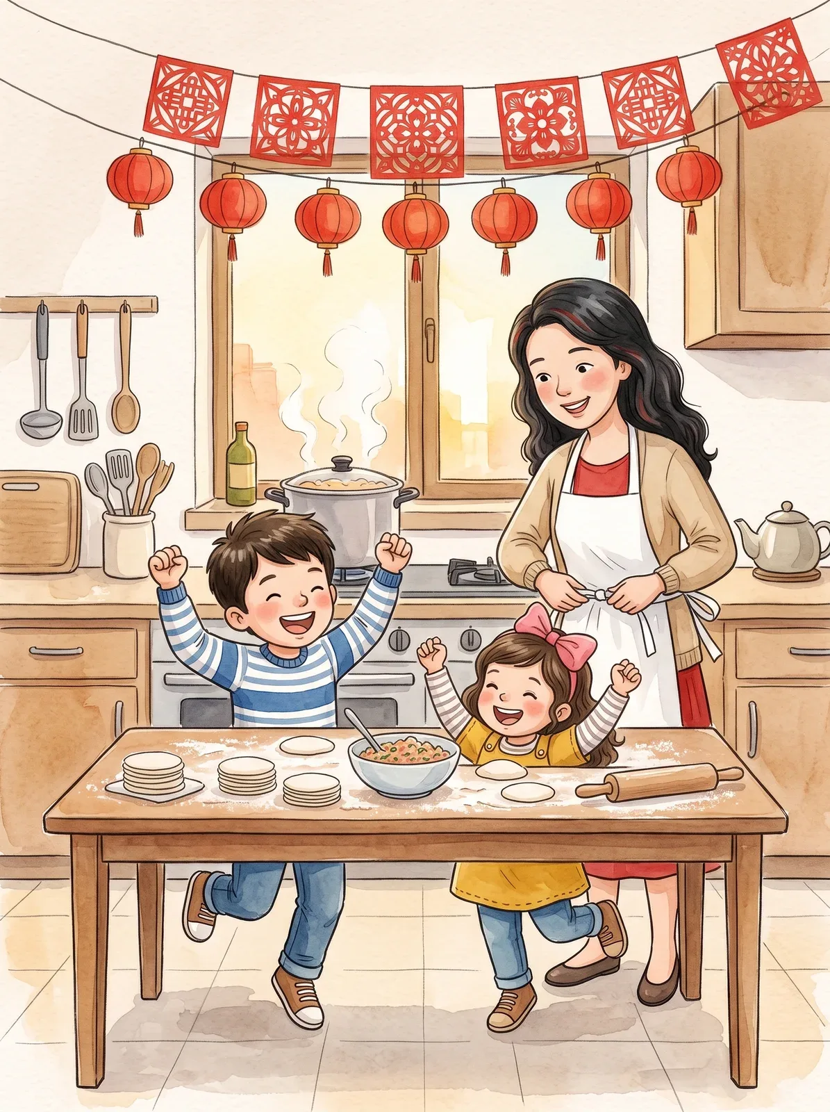 A picture from a book set in Beijing, in Mandarin and English