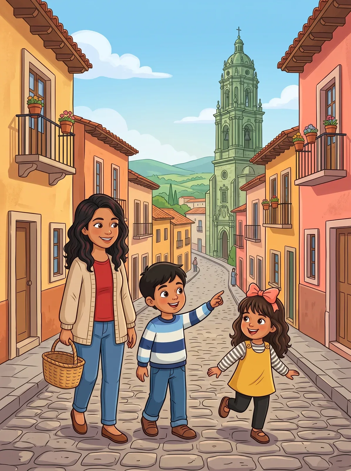 A picture from a book set in Oaxaca, in Spanish and English